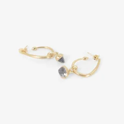 14k & sapphire acorn hoops on posts