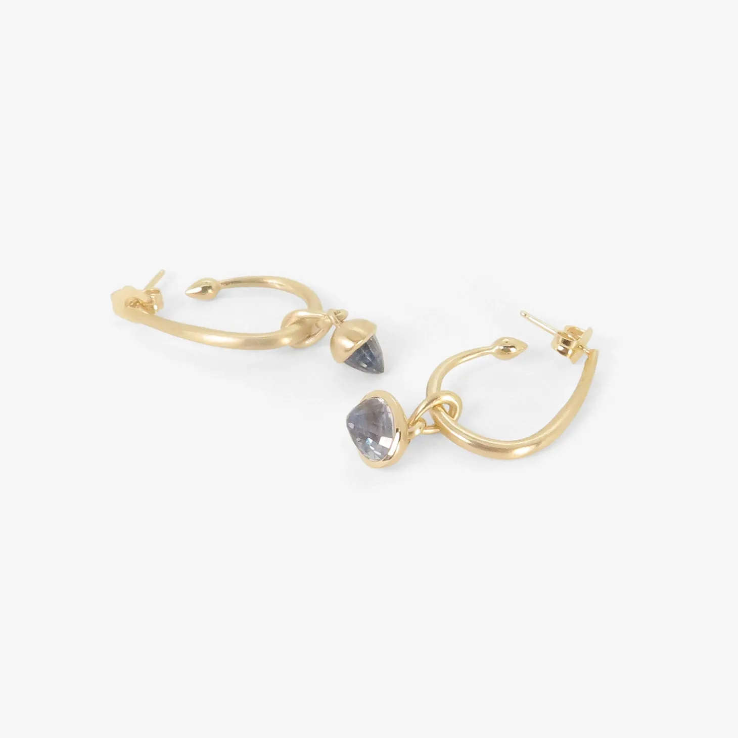 14k & sapphire acorn hoops on posts
