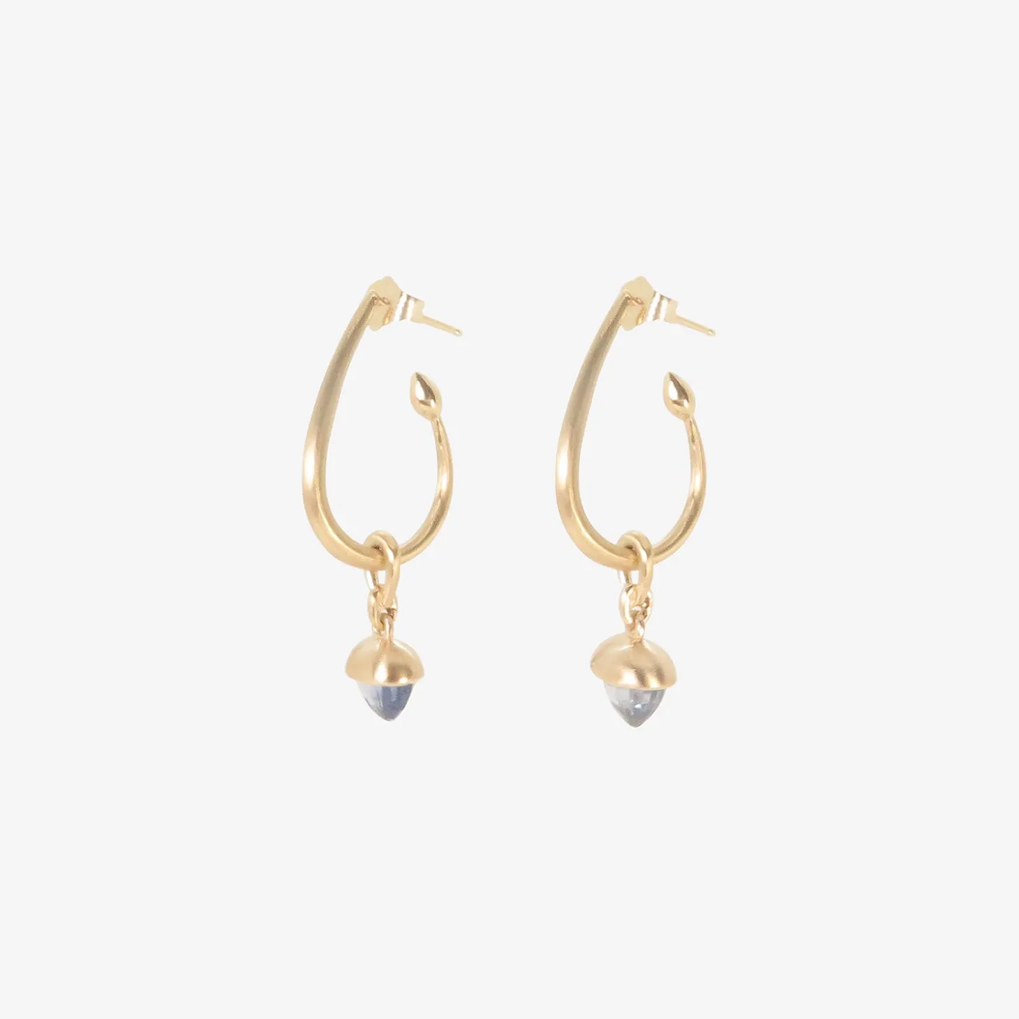 14k & sapphire acorn hoops on posts
