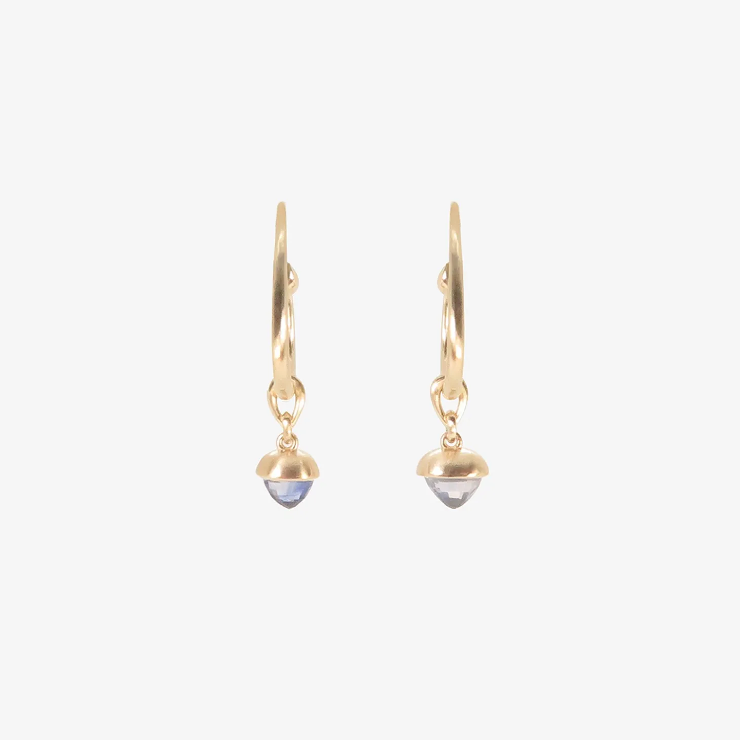 14k & sapphire acorn hoops on posts