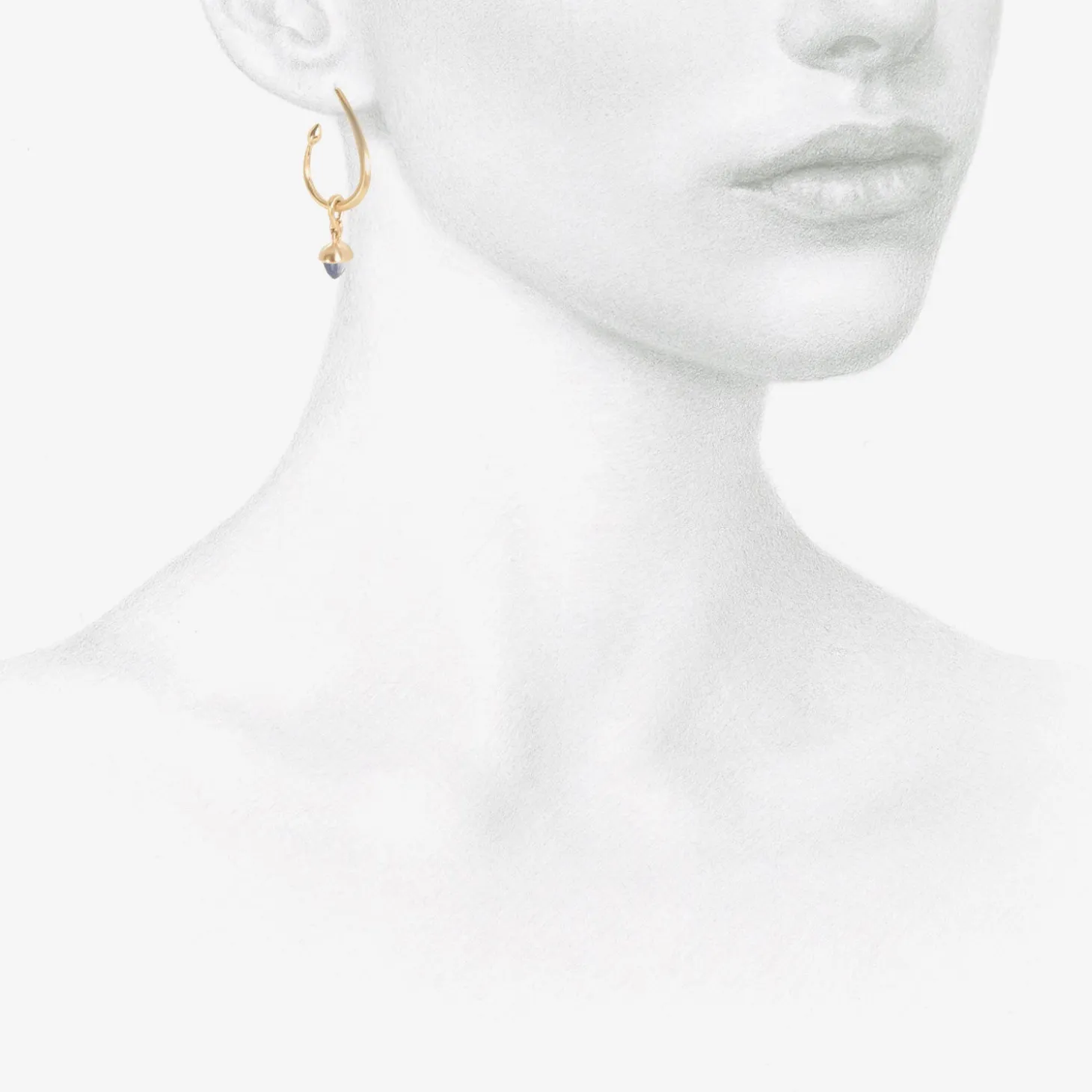 14k & sapphire acorn hoops on posts