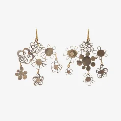 18k & silver flowery chandelier earrings