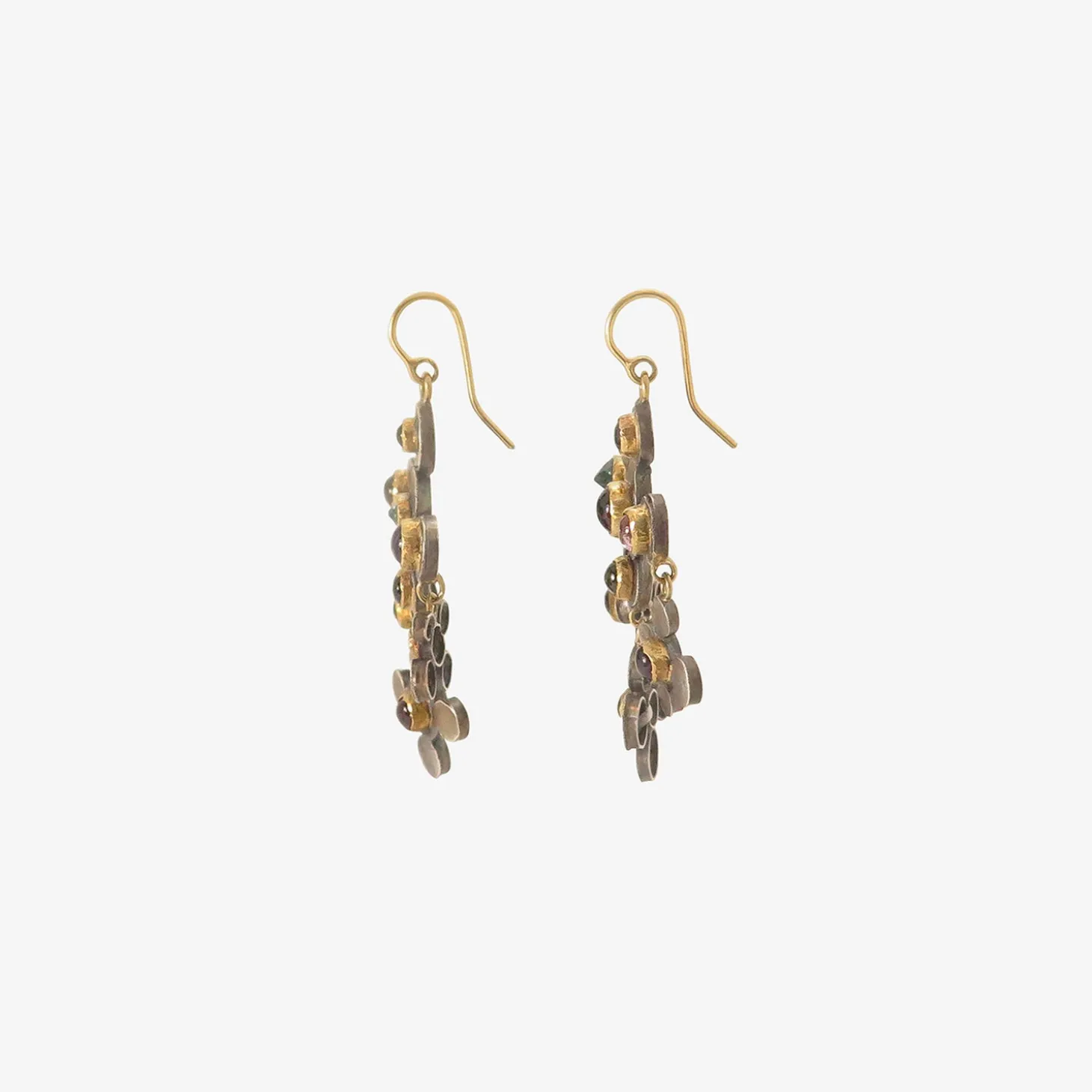 18k & silver polka-dot chandelier earrings with gemstones