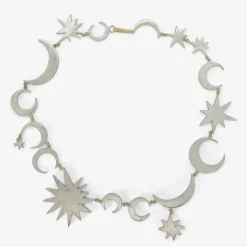 18k & silver sun and moon intergalactic necklace with diamonds, .35ct
