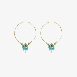 18k & sleeping beauty turquoise small hoop clusters