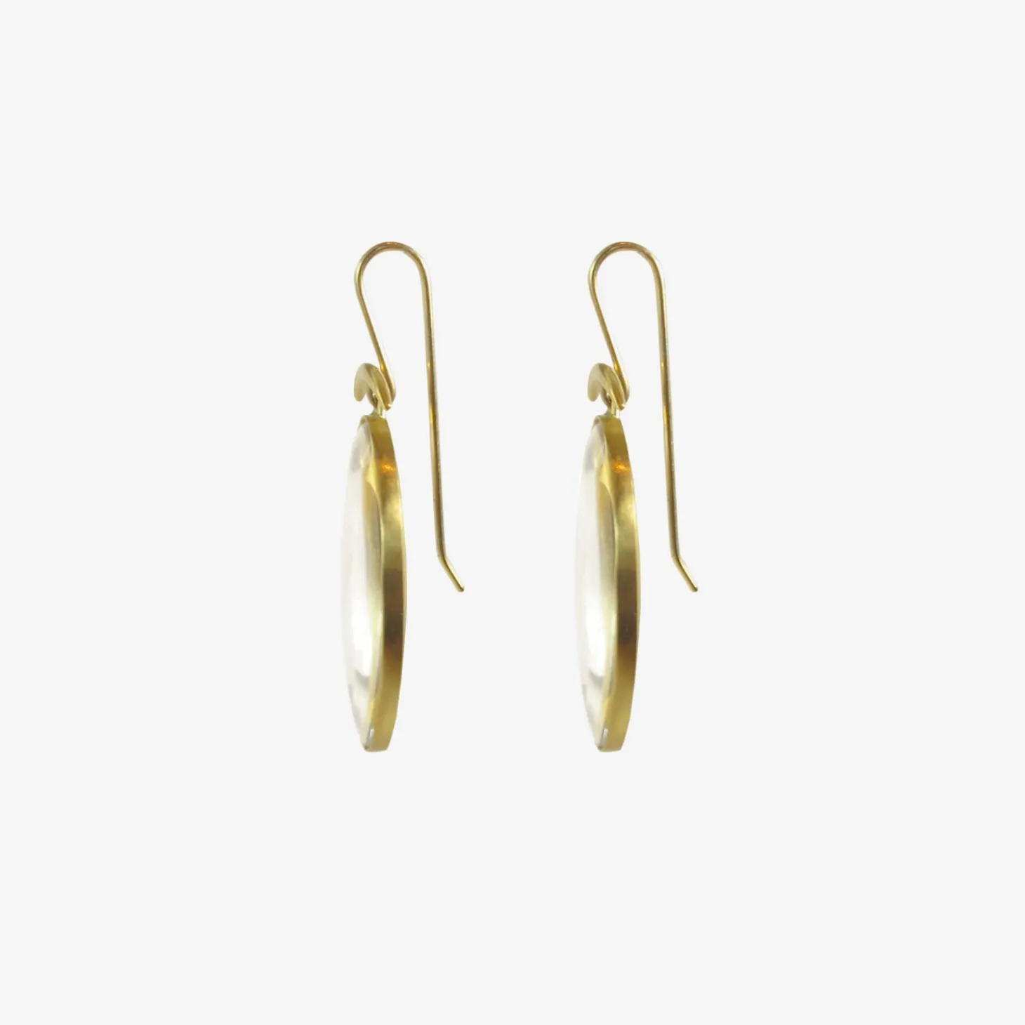 18k & small clear crystal lens earrings