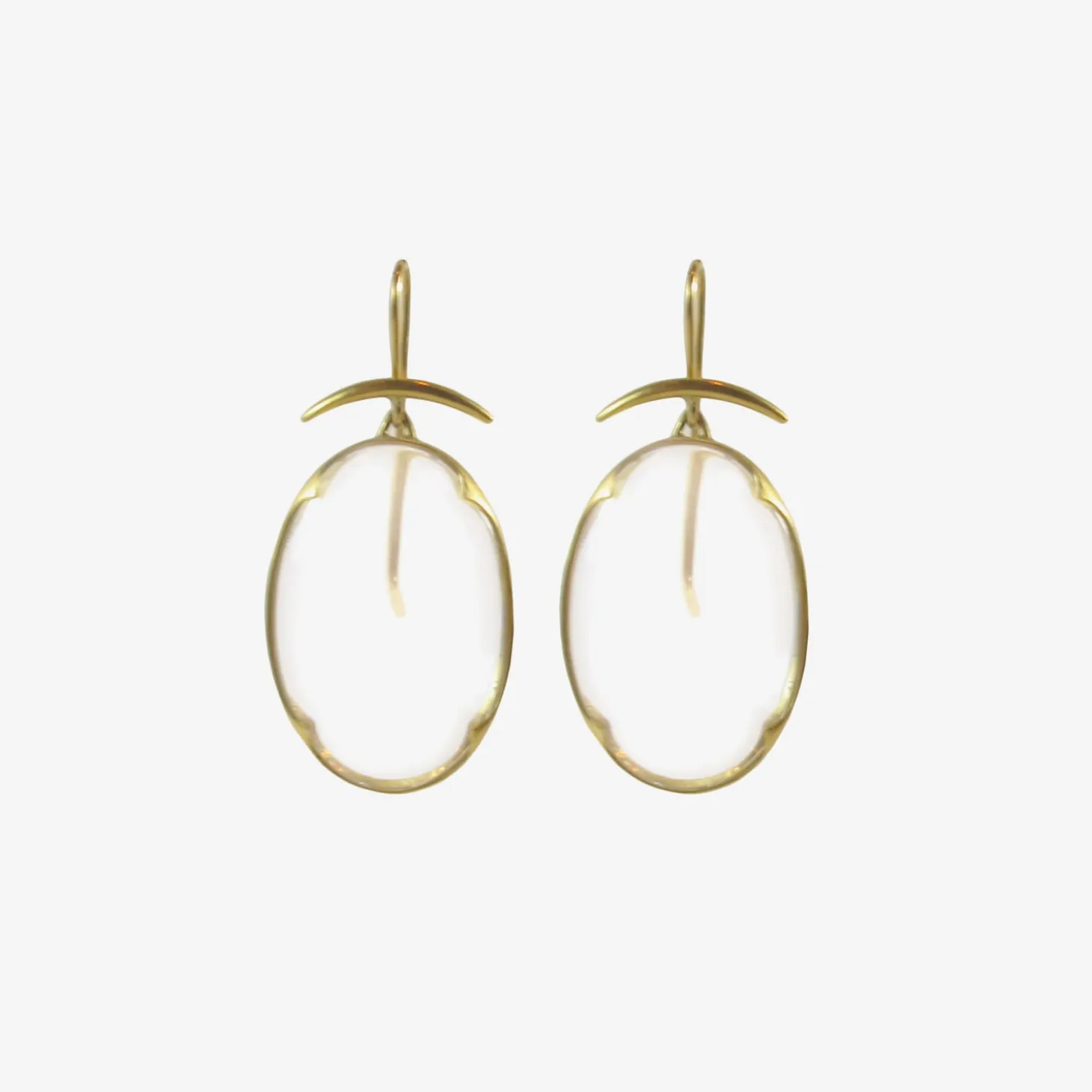 18k & small clear crystal lens earrings