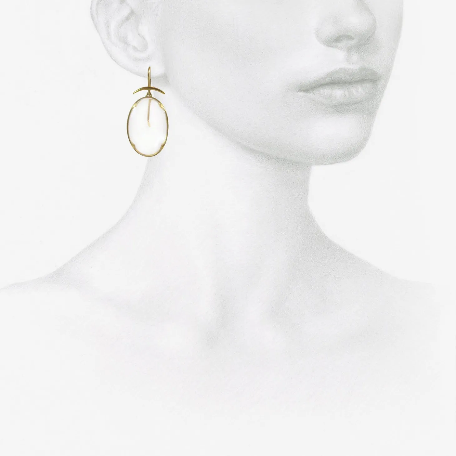 18k & small clear crystal lens earrings
