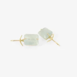 18k & small emerald-cut aquamarine earrings