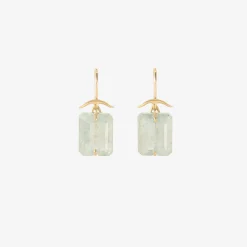 18k & small emerald-cut aquamarine earrings