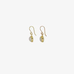 18k & small horizontally-set oval moonstone earrings