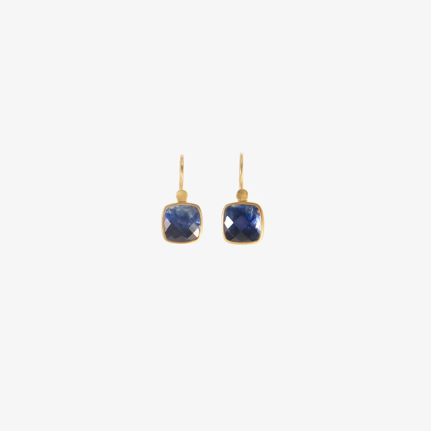 18k & small kyanite cushion drop earrings, 5.63ct