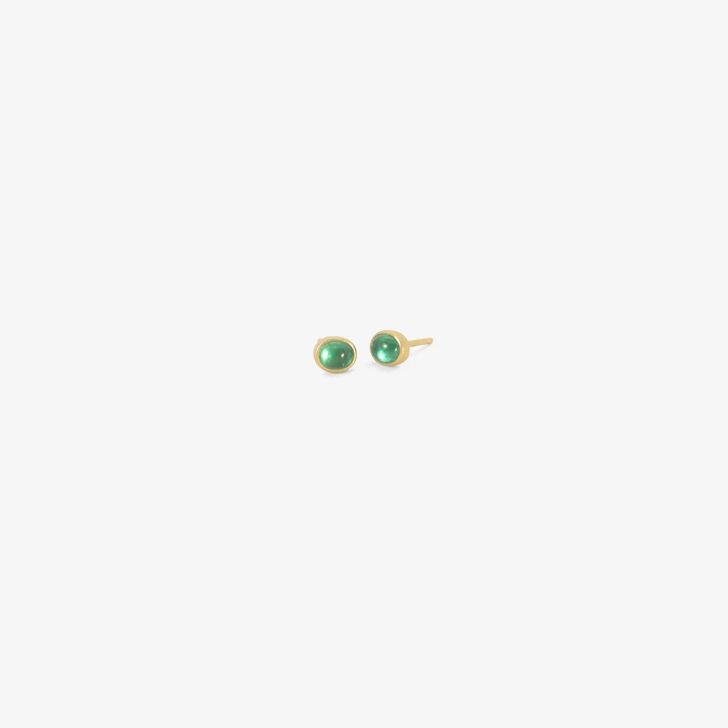 18k & small oval cabochon colombian emerald studs, .65ct