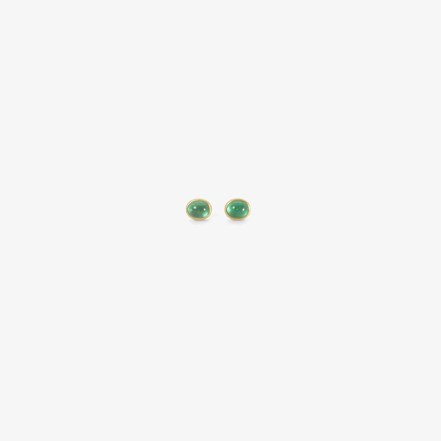 18k & small oval cabochon colombian emerald studs, .65ct