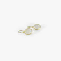 18k & small oval moonstone drop earrings, 6.74ct