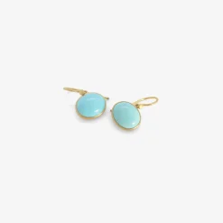 18k & small oval sleeping beauty turquoise earrings, 8.10ct