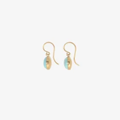 18k & small oval sleeping beauty turquoise earrings, 8.10ct