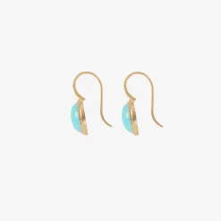 18k & small oval turquoise earrings with platinum bezel