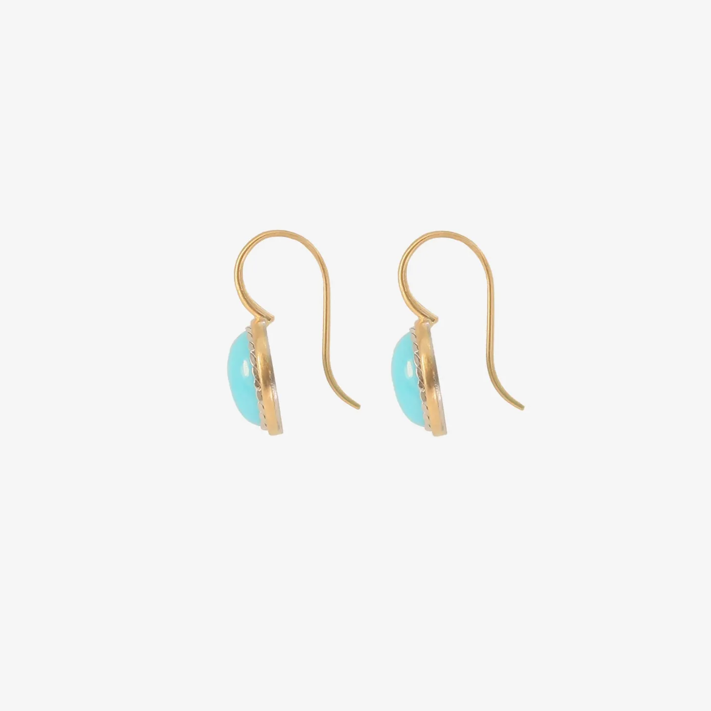 18k & small oval turquoise earrings with platinum bezel