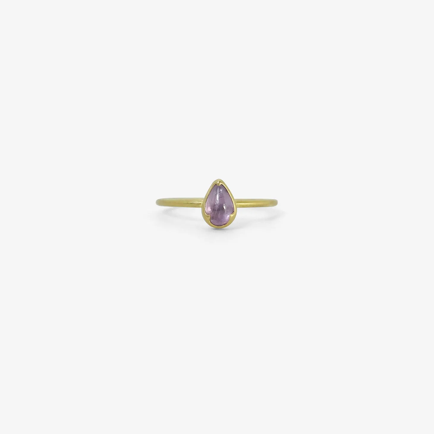 18k & small pear-shaped cabochon pink sapphire ring, .77ct