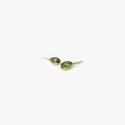 18k & small pear-shaped green tourmaline cabochon earrings