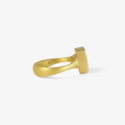 18k & small pyrite in quartz chiclet ring, 3.7ct