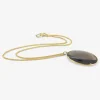 18k & small smoky quartz lens pendant