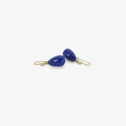 14k & small teardrop lapis hand-cut earrings
