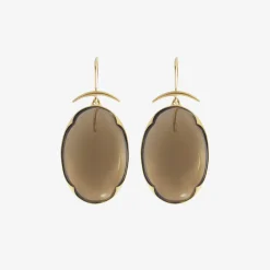 18k & smoky quartz lens earrings