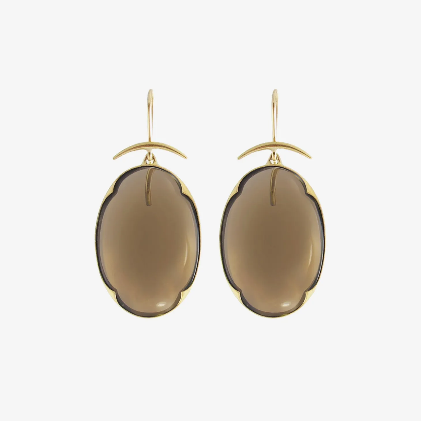18k & smoky quartz lens earrings