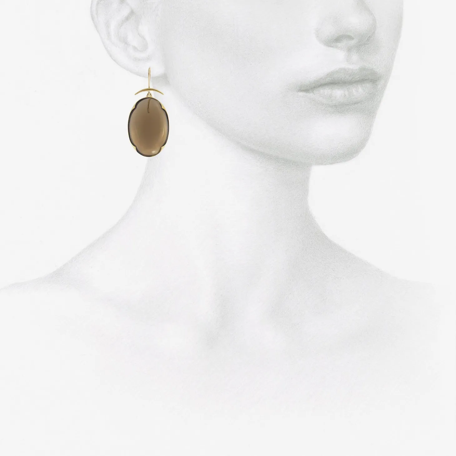 18k & smoky quartz lens earrings