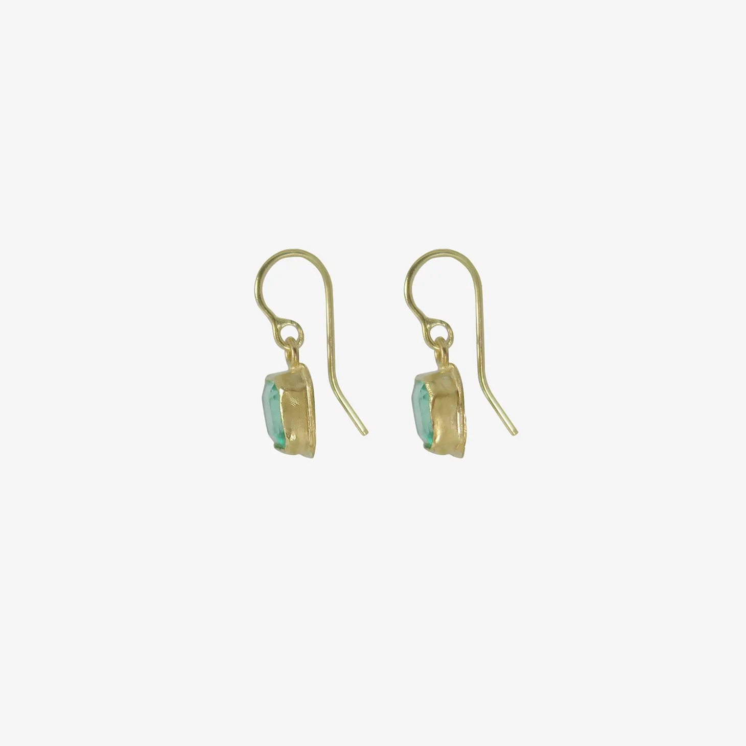 18k & square emerald single drop earrings, 3.62ct