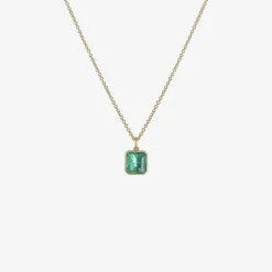 18k & square emerald-cut colombian emerald pendant, 4.01ct
