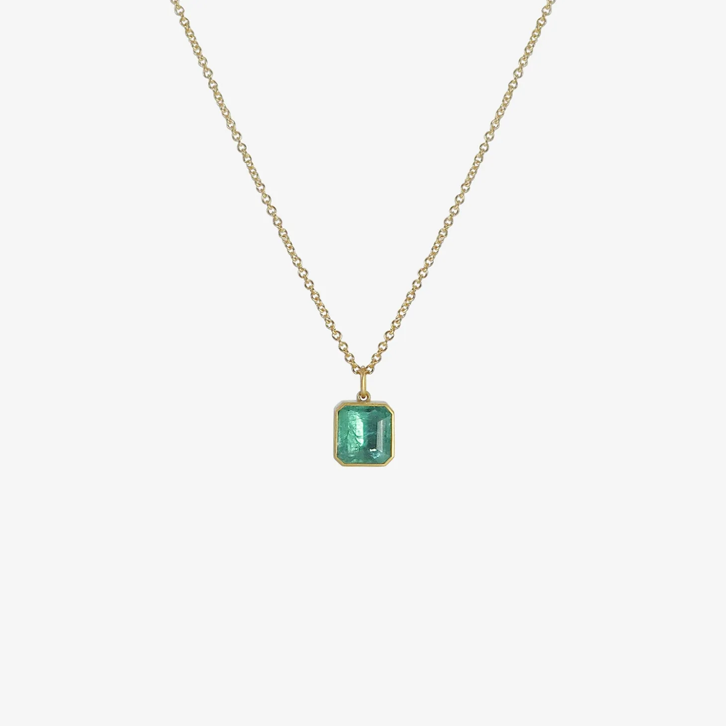 18k & square emerald-cut colombian emerald pendant, 4.01ct
