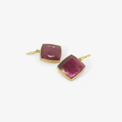 18k & square pink tourmaline earrings, 15.88ct