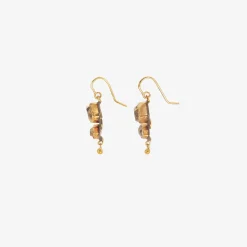 18k & sterling silver bezel-set herkimer diamond double drop earrings with 22k drops