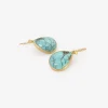 18k & teardrop-shaped tibetan turquoise earrings, 8.91ct