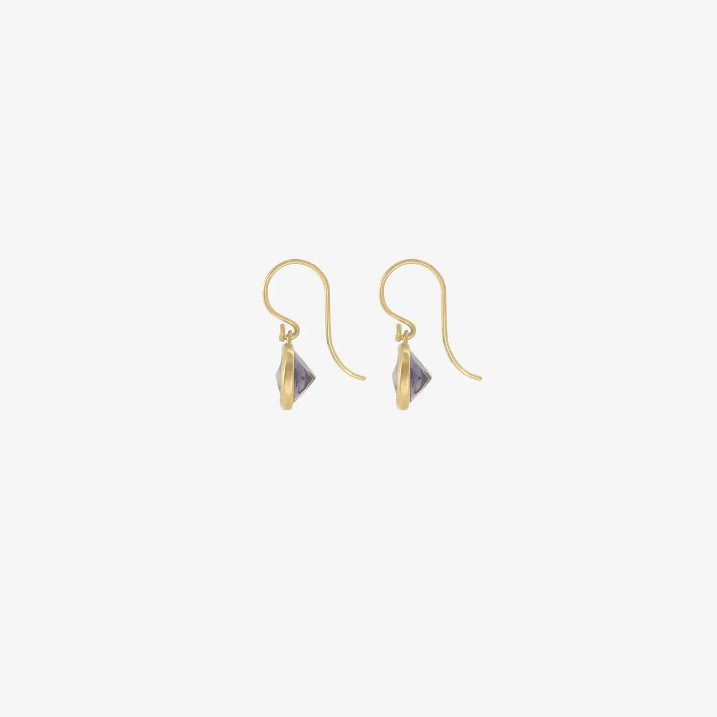 18k & tiny cushion-shaped iolite drop earrings, 4.79ct