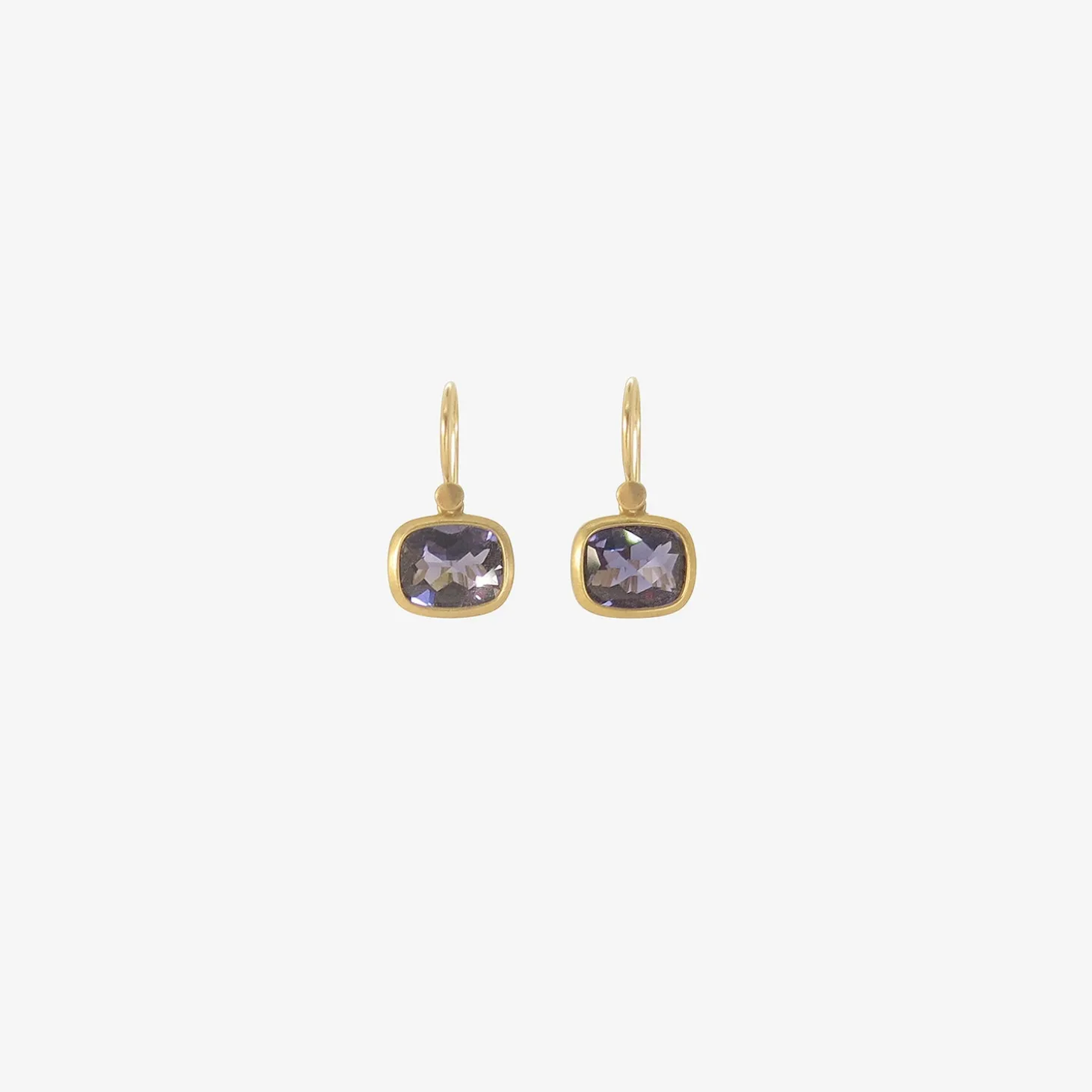 18k & tiny cushion-shaped iolite drop earrings, 4.79ct