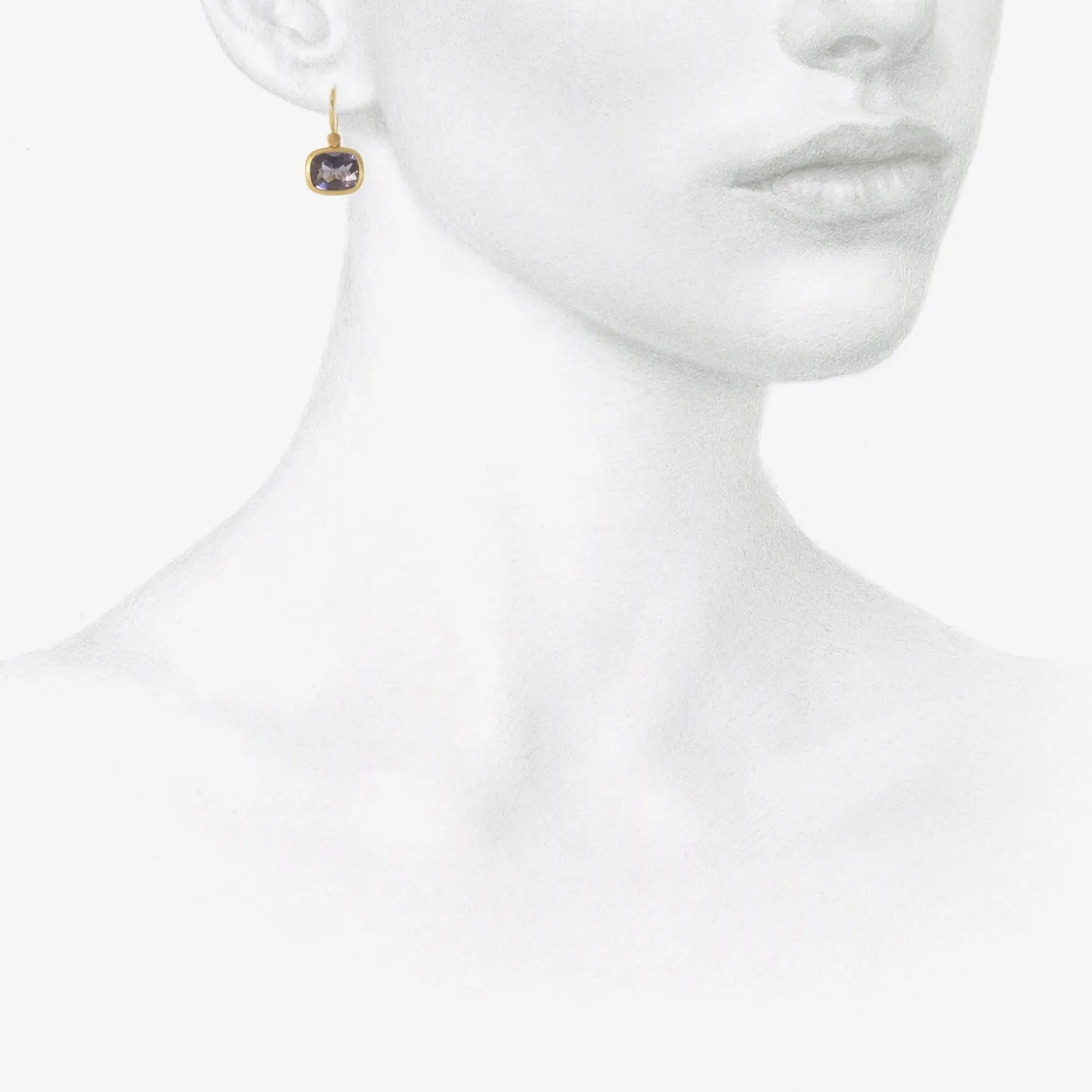 18k & tiny cushion-shaped iolite drop earrings, 4.79ct
