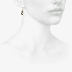18k & tiny elongated oval london blue topaz earrings, 4.82ct
