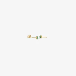18k & tiny round cabochon colombian emerald studs, .40ct