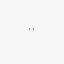 18k & tiny square diamond studs, .06ct