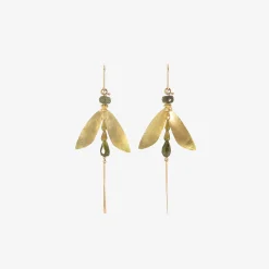 18k & tourmaline small damselfly earrings with tails