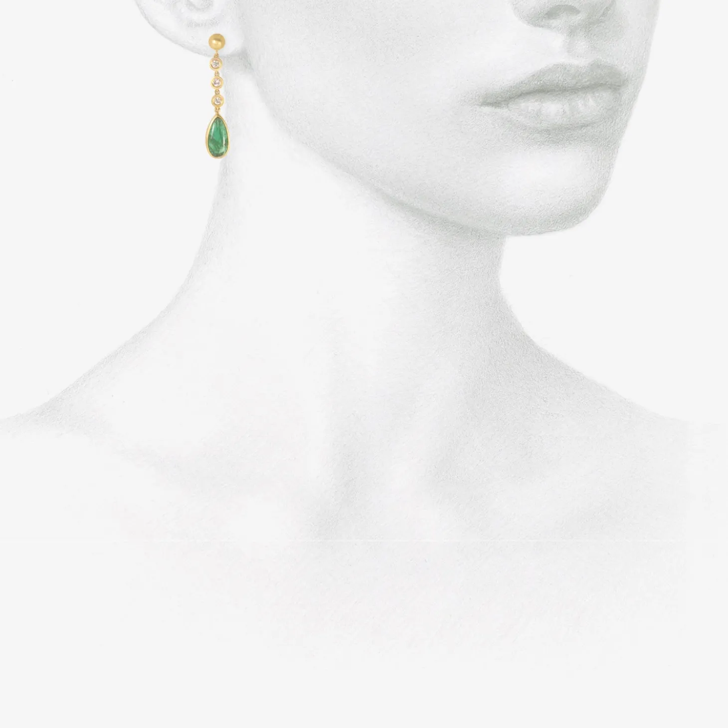 22k & triple diamond chime earrings with emeralds