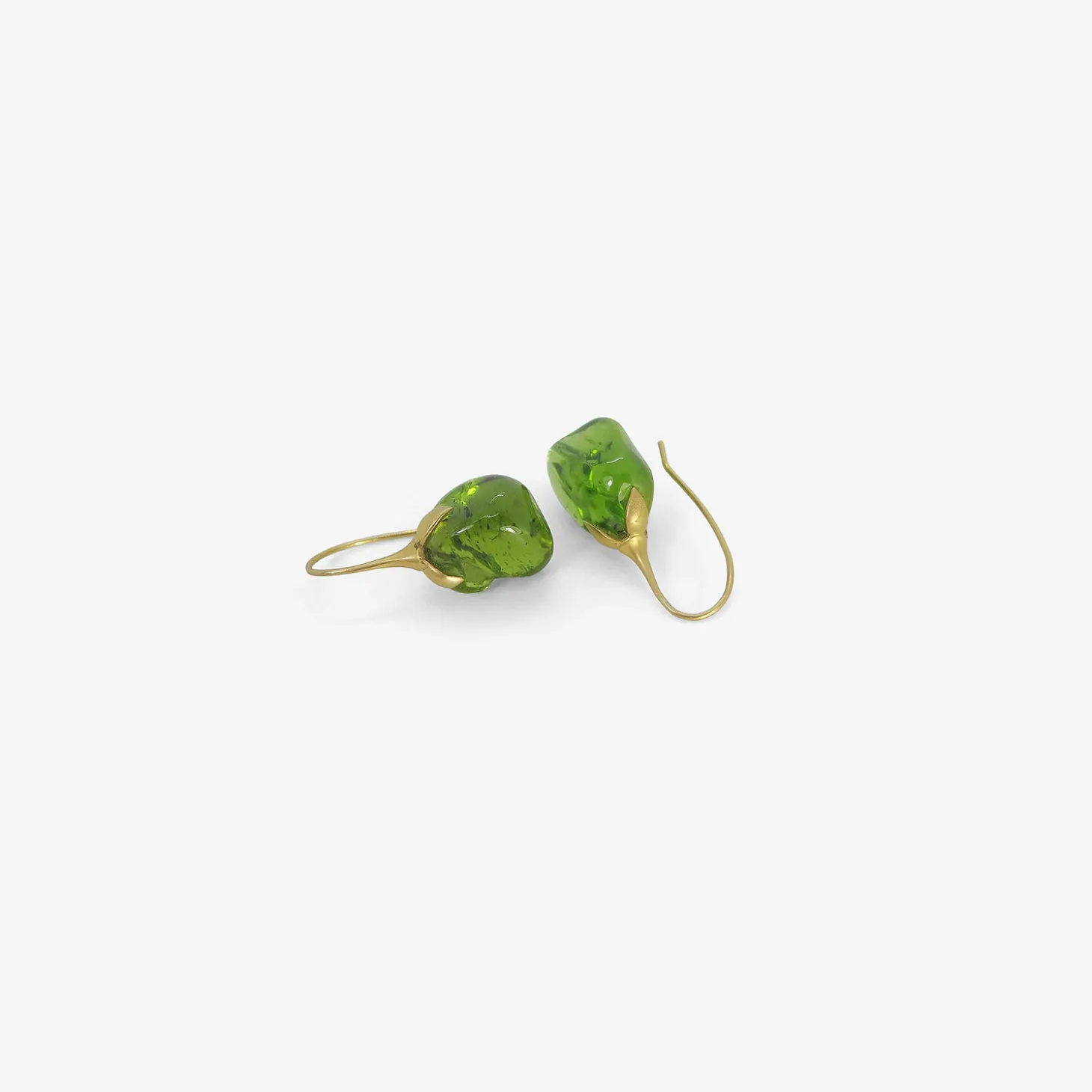 18k & tumbled peridot eggplant earrings