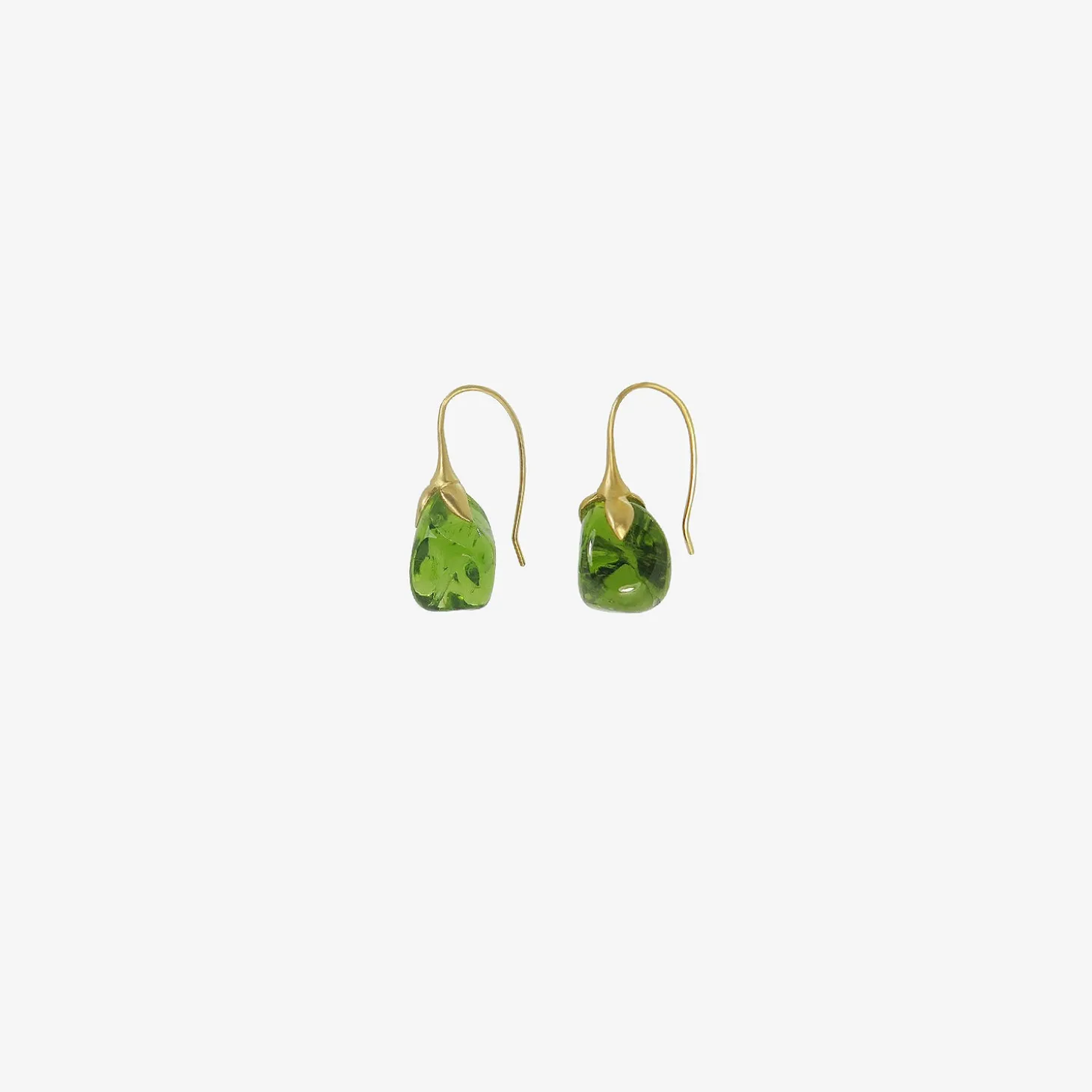 18k & tumbled peridot eggplant earrings