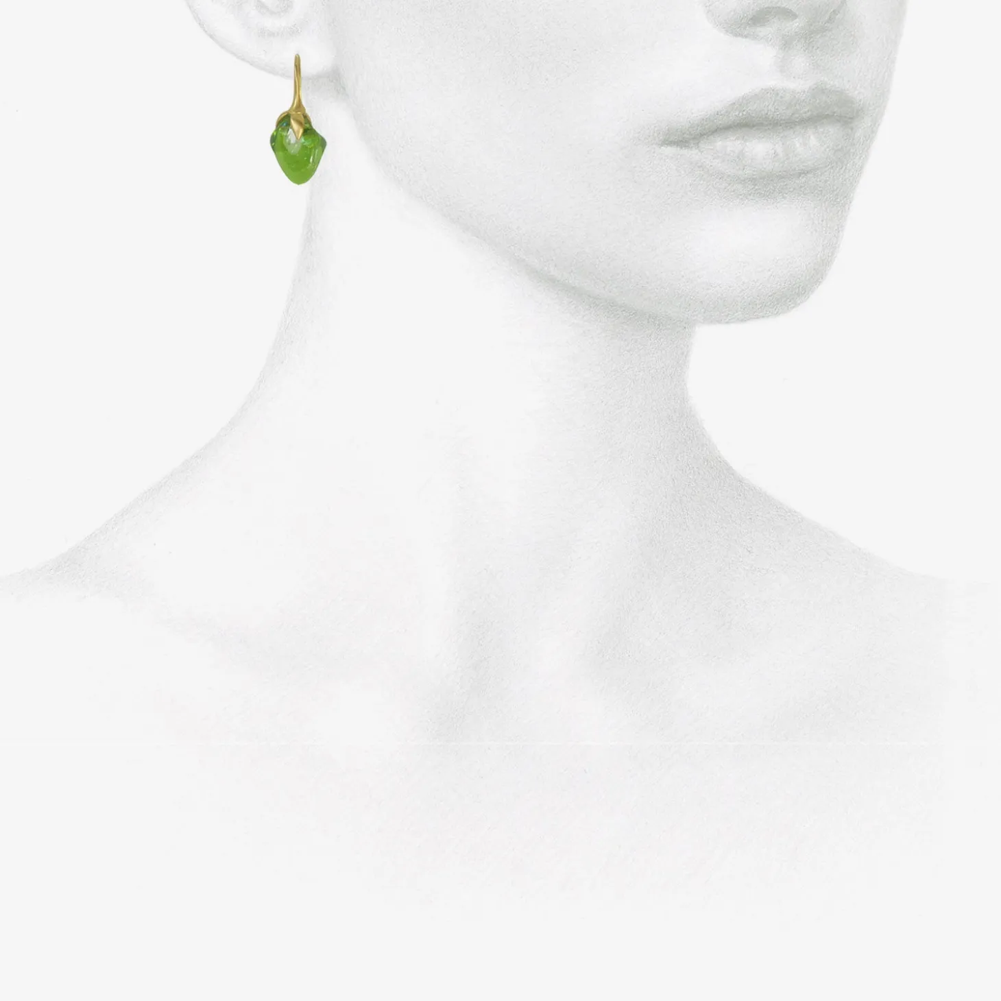 18k & tumbled peridot eggplant earrings
