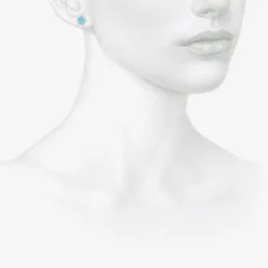 14k & turquoise flower studs with diamonds, .04ct