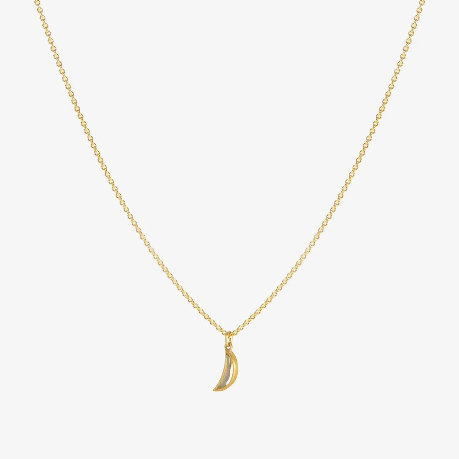 18k & waxing disco moon sliver diamond pendant, .51ct